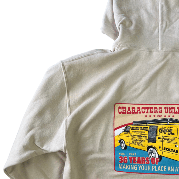 Characters Unlimited Van Hoodie Front Tan Back Half