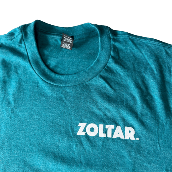 Zoltar Words of Wisdom Shirt Teal Front